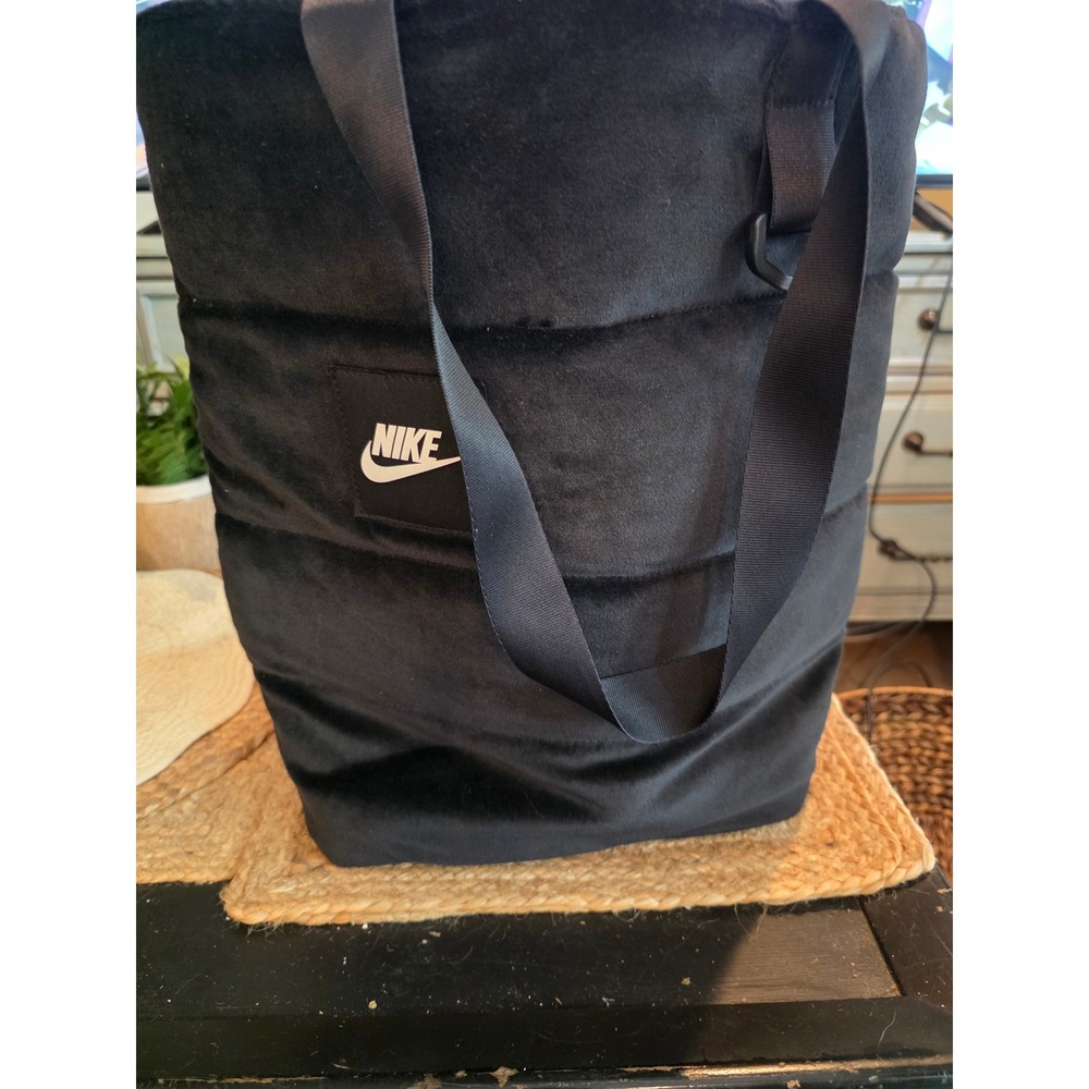 Nike Sportswear Futura Luxe Womens Tote Bag Black Quilted Velour CU3930-010
